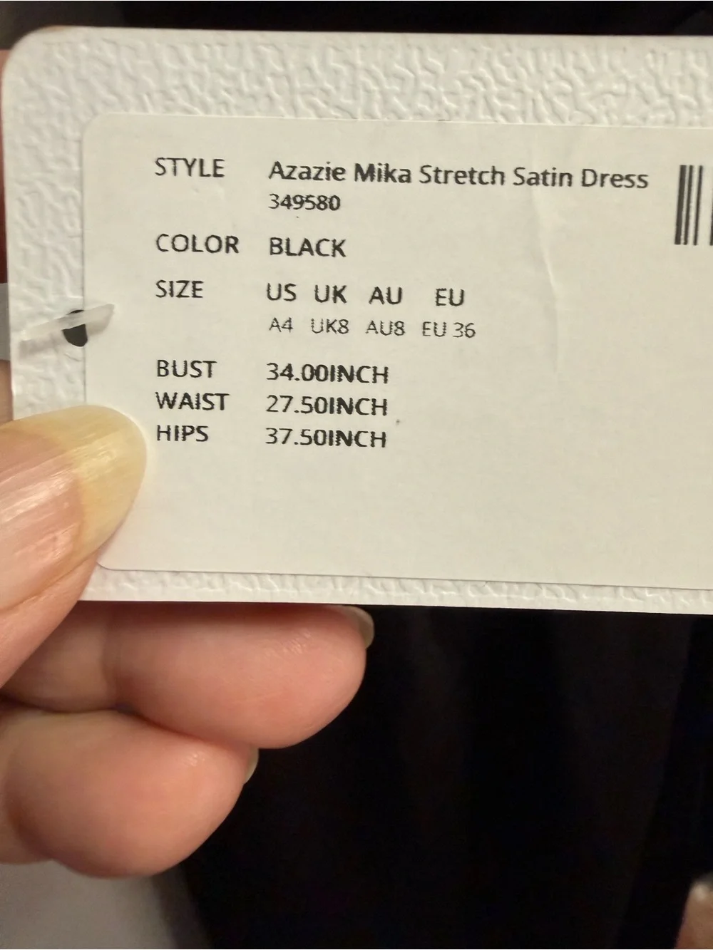 NWT Azazie Mika Stretch Satin Dress Size 4